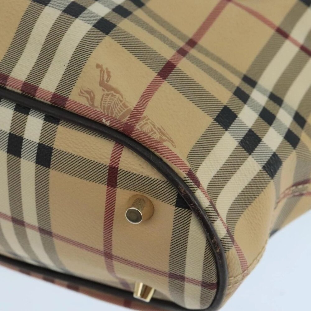 BURBERRY Nova Check Hand Bag PVC Leather Beige Auth 101879 - Picture 9 of 16